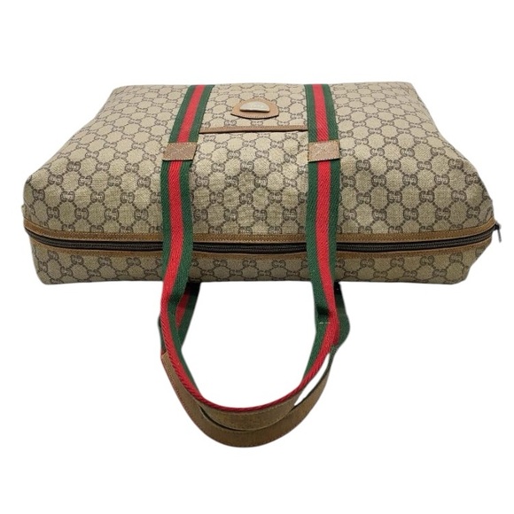 🤩NEW ITEM 🚨💰LUX GUCCI PLUS PVC SHERRY TAN LINE LARGE BAG - Picture 3 of 16